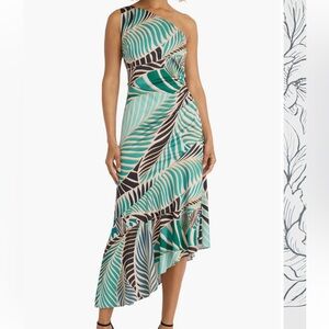 Maggy London Abstract one shoulder dress